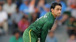 Mohammad Hafeez reported for suspect action during CLT20 2014 match between Lahore Lions and Dolphins